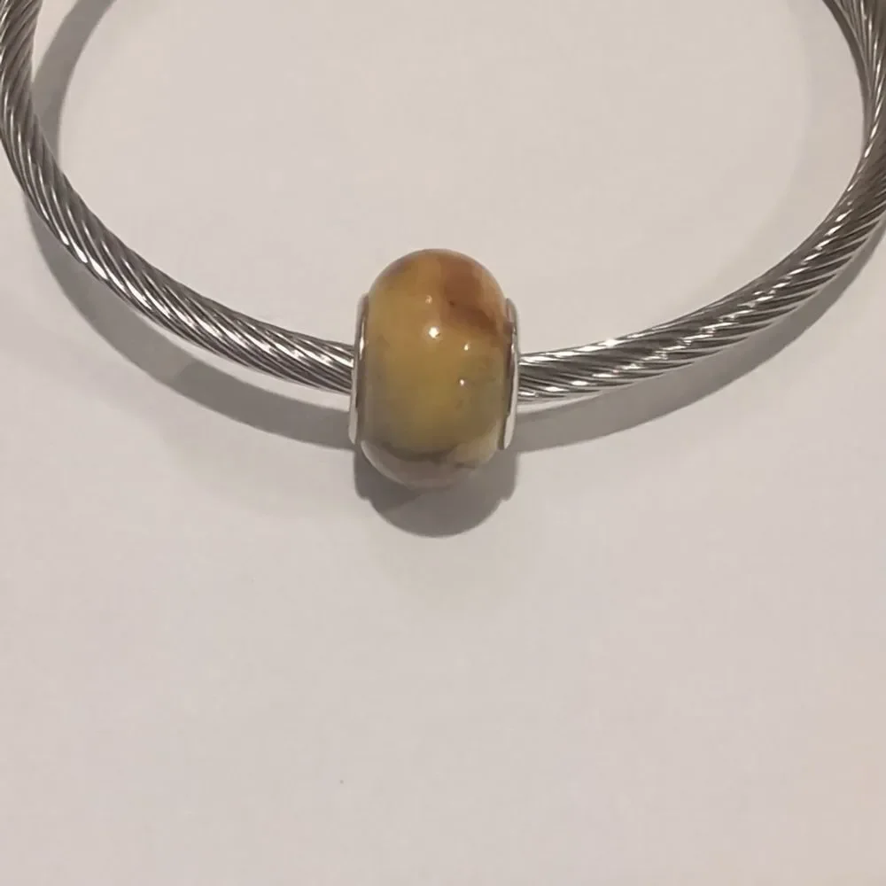 Silver Brown Watercolor‎ Charm for Pandora Style Bracelet